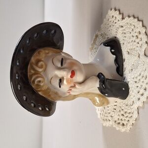 VINTAGE MCM Lady Head Vase Planter 4 1/4" Tall S673B